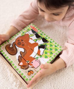 Melissa & Doug Farm Wooden Cube Puzzle With Storage Tray - 6 Puzzles in 1 (16 pcs) - Toddler Animal Puzzle -FSC-Certified Materials, 8.25 x 8.2 x 2.25 25 81g3aCUrDJL