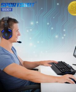 Soundbot SportsBot SS301 Blue LED Gaming Over-Ear Headset Headphone, Keyboard & Mouse Combo Set w/ 40mm Speaker Driver, Microphone, Multimedia Keys & Window Key Lock, 4 DPI Levels (BLU) 35 81g7xLdeMCL