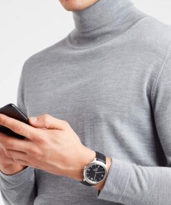 Mondaine - Helvetica MH1.B1220.LB - Mens Watch 43mm - Wrist Watch Date Black Leather Strap 30m Waterproof Sapphire Crystal Stainless Steel case - Mens Watches - Made in Switzerland 11 81g8DfP3EcL