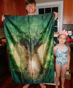 Ambesonne Tree Tapestry, Tree of Life Themed Arrangement with Thirving Jungle Spring Season, Wall Hanging for Bedroom Living Room Dorm Decor, 40" X 60", Brown Yellow Satin 40" Width X 60" Length 24 81gATzOgAL