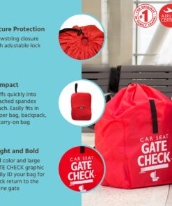 J.L. Childress Gate Check Bag - Air Travel Bag - Fits Convertible Car Seats, Infant carriers & Booster Seats, Red 24 81gFSp3ydL