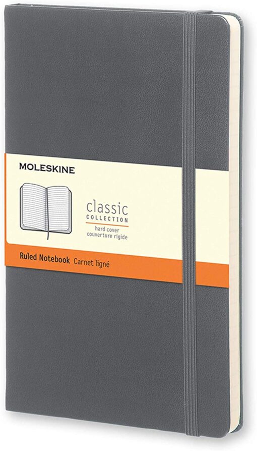 Moleskine Classic Notebook, Hard Cover, Large (5" x 8.25") Ruled/Lined, Slate Grey, 240 Pages