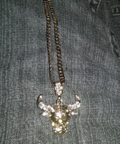 Mens Gold Tone Iced Out Bull Small Pendant with 5Mm 24", No Color, Size No Size 38 81gL0MrTUuL