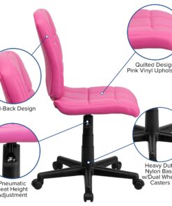Flash Furniture Clayton Mid-Back Pink Quilted Vinyl Swivel Task Office Chair 26 81gNnFFoeuL