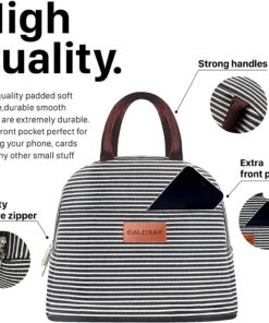 BALORAY Lunch/Tote Bag for Women Lunch Box Insulated Lunch Container Black white stripes M 21 81gQNoVLAUL