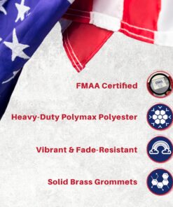 Made in USA Flags Co. - Heavy-Duty Commercial Grade American Flag with PolyMax Polyester, Sewn Stripes, Embroidered Stars & Solid Brass Grommets - Fade-Resistant, All-Weather Flag (4’x6’) 4 by 6 foot 23 81gQbieOfrL 4