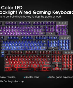 Alternative view of Rii RK100 3 Colors LED Backlit Mechanical Feeling USB Wired Multimedia Gaming Keyboard, Office Keyboard for Working or Primer Gaming,Office Device