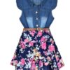 YJ.GWL Girls Dresses, Denim Tops Flower Girl Dress, Princess Dresses for Girls, Girl Spring Summer Dress Casual Outfits, Party Dresses Fashion Clothes for Girls 8-10 Years Blue 19 81gStnYxX1L