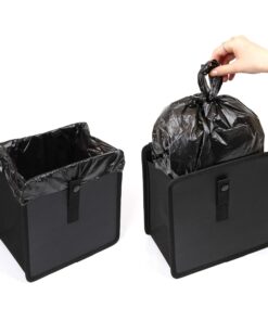 KMMOTORS Car Trash Can, Leather Trash Bag Foldable Hanging bin, Cute car Gadgets, Garbage Container, Vegan Leather(Medium, Black) Medium 31 81gTChcgHIL