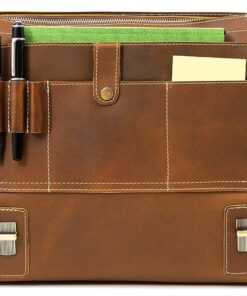 Alternative view of 16" Messenger Bag For Men Genuine Leather Vintage Satchel Briefcases RFID Protection Computer Laptop Bag Hunter