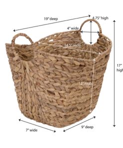 Household Essentials ML-4002 Tall Water Hyacinth Wicker Basket with Handles | Natural, Brown, Natural 32 81gTH9rMeWL