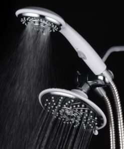 HotelSpa 30-Setting Ultra-Luxury 3 Way Rainfall Shower-Head/Handheld Shower Combo with Patented ON/OFF Pause Switch (Dual White/Chrome Finish) 5 ft Hose Chrome & White 20 81gUbRkhgPL