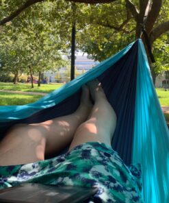 Wise Owl Outfitters Camping Hammock - Camping Essentials & Camping Gifts, Portable Hammock Single or Double Hammock for Outdoor, Indoor w/Hammock Straps Navy & Lt Blue Medium 41 81gWjCpnUML