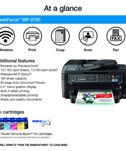 Epson WF-2750 All-in-One Wireless Color Printer with Scanner, Copier & Fax, Amazon Dash Replenishment Ready 18 81gX0NnsQSL