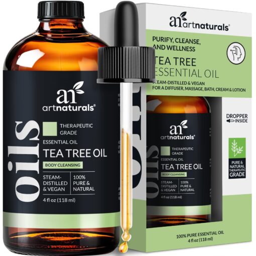 artnaturals Tea Tree Essential Oil 4oz - 100% Pure Oils Premium Melaleuca Therapeutic Grade Best for Acne, Skin, Hair, Nails, Face and Body Wash Aromatherapy & Diffuser