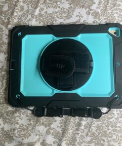 SEYMAC Stock iPad 6th/5th Generation Case with Screen Protector, 360 Rotating Stand, Drop-Proof Protection, Compatible with iPad 6th/5th/Air 2/Pro 9.7 in SkyBlue+Black 41 81gYckZ f1L