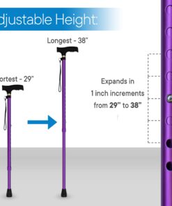 RMS Walking Cane - Adjustable Walking Stick - Lightweight Aluminum Offset Cane with Ergonomic Handle and Wrist Strap - Ideal Daily Living Aid for Limited Mobility Lavender 9 81ga8cf0a0L