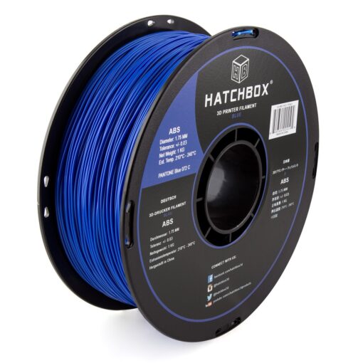 HATCHBOX ABS 3D Printer Filament, Dimensional Accuracy +/- 0.3 mm, 1 kg Spool, 1.75 mm, Blue