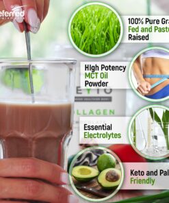 Keto Collagen Protein Powder with MCT Oil – Keto and Paleo Friendly Grass Fed and Pasture Raised Hydrolyzed Collagen Peptides – Fits Low Carb Diet and Keto Snacks – KEYTO Chocolate Flavor 20 81gaoESo1 L