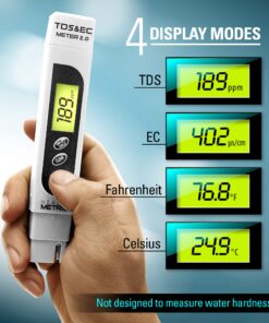 Professional TDS ppm Conductivity Meter - Quick and Easy EC TDS and Temperature Test Pen | 0-9999 ppm with ± 2% Accuracy | Perfect 3-in-1 Tester For Ro Water Aquarium Hydroponics Coffee Pool etc. White 23 81gcZKHY6cL