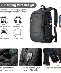 Tzowla Travel Laptop Backpack Water Resistant Anti-Theft Bag with USB Charging Port and Lock 15.6 Inch Computer Business Backpacks for Women Men Work College Gift,Casual Daypack 15.6inch A-black 36 81gfMeuqQpS