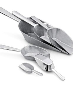 New Star Foodservice 34721 One-Piece Cast Aluminum Flat Bottom Bar Ice Flour Utility Scoop, 24-Ounce, Silver 16 81ggHq0vs1L