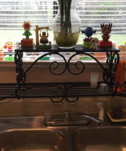 MyGift Black Metal Over The Sink Shelf with Scrollwork Design, 2 Tier Display Stand Organizer for Kitchen Accessories 35 81ghoYGKNdL