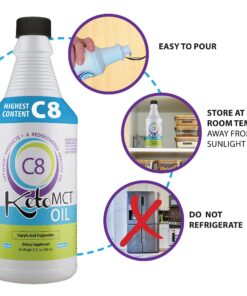 LifeSense C8 MCT Oil Keto Friendly - Caprylic Acid Triglycerides Sourced from Coconut Oil, proven in 2022 clinical trial to increase betahydroxybutyrate (BHB), Made in USA by PhD Nutrition, 32 oz 17 81gl3UYUagL