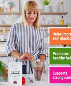 Keto Collagen Protein Powder with MCT Oil – Keto and Paleo Friendly Grass Fed and Pasture Raised Hydrolyzed Collagen Peptides – Fits Low Carb Diet and Keto Snacks – KEYTO Chocolate Flavor 21 81glwJ4iLSL