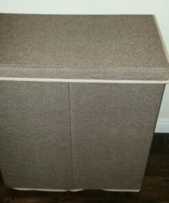 Household Essentials 5614 Double Hamper Laundry Sorter with Magnetic Lid, Brown Coffee Linen 49 81gmh4rYZSL