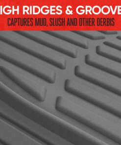 Motor Trend FlexTough Floor Mats for Cars, Gray Deep Dish All-Weather Mats, Waterproof Trim-To Fit Automotive Floor Mats for Trucks SUV, Universal Liner Car Accessories Full Set 34 81gpnvhW5hL