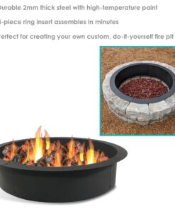 Sunnydaze 2mm Thick Steel Fire Pit Ring Insert - DIY Above or In-Ground Liner - 46-Inch Outer Diameter (30-Inch Inner Diameter) 30 Inch 23 81gqHezqiVL