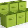 Sorbus Foldable Storage Cubes - 6 Fabric Baskets for Organizing Pantry, Closet, Shelf, Nursery, Playroom, Toy Box, Cubby - 11 Inch Dual Handle Collapsible Closet Organizers and Storage Bins (Green) Green 56 81grPHn6qwL