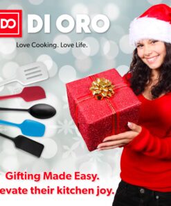 Alternative view of DI ORO Silicone Spatula Set - Rubber Kitchen Spatulas for Baking, Cooking, & Mixing - 600°F Heat-Resistant & BPA Free Silicone Scraper Spatulas for Nonstick Cookware - Dishwasher Safe (3pc, Black)