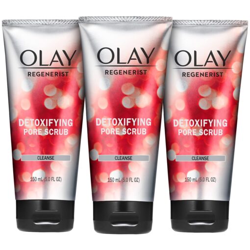 Olay Facial Cleanser Regenerist, Detoxifying Pore Scrub & Exfoliator, 5 Fl Oz (Pack of 3)