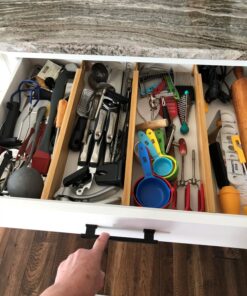 Large Kitchen Drawer Organizer - Expandable Bamboo Drawer Dividers (17.5" - 22") - Adjustable Separators for Kitchen, Clothes, Dresser, Bedroom, Bathroom, and Desk Drawers - 4 Pack (Natural) Natural 46 81gu5tLwyZL