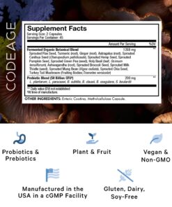 Alternative view of Codeage SBO Probiotics, 50 Billion CFUs Per Serving, Multi Strain Soil Based Organisms Blend and Organic Fermented Botanical Blend, Shelf-Stable, 90 Capsules 1