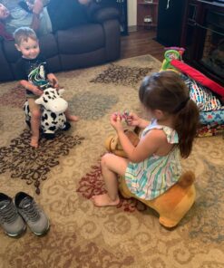 iPlay, iLearn Bouncy Pals Yellow Hopping Horse, Outdoor Ride on Bouncy Animal Play Toys, Inflatable Hopper Plush Covered W/Pump, Birthday Gift for 18 Months 2 3 4 5 Year Old Kids Toddlers Boys Girls Yellow Horse 39 81guRJBvhhL