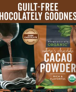 Alternative view of Viva Naturals Organic Cacao Powder, 1lb - Unsweetened Cacao Powder With Rich Dark Chocolate Flavor, Perfect for Baking & Smoothies, Non-GMO, Certified Vegan & Gluten-Free, 454 g 1 Pound (Pack of 1)