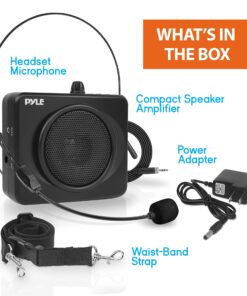 PYLE-PRO Portable Waist-Band PA Speaker System - Compact Voice Amplifier and Headset Microphone Set with Built-in Rechargeable Battery, MP3/USB Playback, AUX, Power Adapter, Strap, Belt Clip PWMA60UB Black 13 81gyq1SKGL