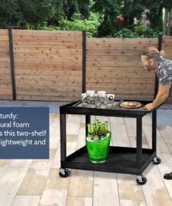 Offex 32" x 18" Mobile Multipurpose Utility Tub Cart with 2 Shelves and Push Handle - Black, Great for Warehouse, Garage and More 19 81gzh9TNGDL