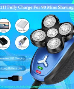 Head Shaver for Bald Men,5 in 1 Bald Head Shavers for Men Cordless,Waterproof Wet/Dry 5 Head Mens Electric Razor for Head Face Shaving, USB Mans Grooming Kit Rechargeable,Rotary Shaver Gift for Men 25 81h LIaqd1L