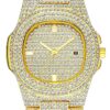 FANMIS Luxury Unisex Bling Iced Out Gold Watch Fashion Simulated Diamonds Analog Display Calendar Japanese Quartz Watch 9 81h1qTLSHoL