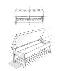 SIMPLIHOME Cosmopolitan 44 Inch Wide Rectangle Ottoman Bench with Open Bottom in Tanners Brown Faux Leather Tufted Footrest Stool, For Living Room, Bedroom, Traditional Rectangular 35 81h4M1E3N L