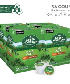 Green Mountain Coffee Roasters Half Caff Coffee, Keurig Single-Serve K-Cup pods, Medium Roast, 96 Count (4 Packs of 24) 24 Count (Pack of 4) 18 81hBMj 53NL