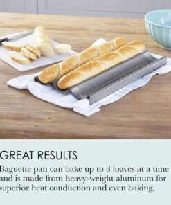 Chicago Metallic Commercial II Non-Stick Perforated Baguette Pan. Creates a crisp, golden-brown crust, 16 L x 9 W x 1.5 H 22 81hDTpX8XLL