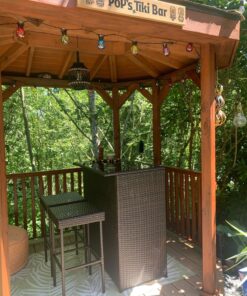 Best Choice Products 3-Piece All-Weather Wicker Bar Table Set for Indoor Outdoor, Kitchen, Patio, Backyard w/ 2 Stools, Glass Tabletop, Storage Shelves - Brown 26 81hE046BZeL