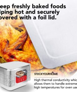 Foil Pans with Lids - 9x13 Aluminum Pans with Covers - 25 Foil Pans and 25 Foil Lids - Disposable Food Containers Great for Baking, Cooking, Heating, Storing, Prepping Food 25 Pack w/Lids 25 81hEYkHsaKL