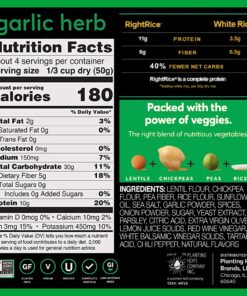 RightRice - Garlic Herb (7oz. Pack of 3) - Made from Vegetables - High Protein, Vegan, non GMO, Gluten Free 7 Ounce (Pack of 3) 12 81hHHE8mBHL