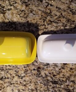 Now Designs Stoneware Rectangle Butter Dish with Lid, Lemon Yellow 4.5 x 8 in 16 81hILOottL
